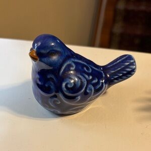 Blue Ceramic Bird Figurine